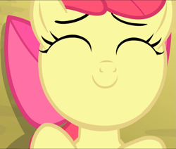 Size: 1107x939 | Tagged: safe, screencap, apple bloom, earth pony, pony, g4, somepony to watch over me, adorabloom, close-up, cropped, cute, eyes closed, female, lying on the ground, smiling, solo