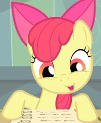 Size: 614x751 | Tagged: safe, screencap, apple bloom, earth pony, pony, g4, somepony to watch over me, adorabloom, cropped, cute, faic, female, list, open mouth, solo
