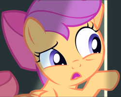 Size: 1182x940 | Tagged: safe, screencap, scootaloo, pony, g4, somepony to watch over me, close-up, cropped, eavesdropping, female, solo