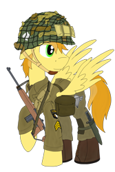 Size: 1625x2430 | Tagged: safe, artist:xphil1998, oc, oc only, pegasus, pony, 101st airborne, gun, helmet, knife, m1a1 carbine, male, paratrooper, simple background, solo, stallion, transparent background, us army, weapon, world war ii