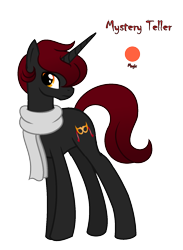 Size: 1173x1600 | Tagged: safe, artist:darbypop1, oc, oc only, oc:mystery teller, pony, unicorn, clothes, male, scarf, simple background, solo, stallion, transparent background