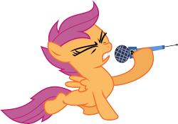 Size: 4288x3000 | Tagged: safe, artist:nero-narmeril, scootaloo, pony, g4, the show stoppers, female, high res, microphone, simple background, solo, transparent background, vector