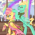 Size: 3000x3000 | Tagged: safe, artist:xjenn9, fluttershy, zephyr breeze, pegasus, pony, g4, alternate hairstyle, brother and sister, clothes, cloud, cute, dress, female, hairpin, high res, male, mare, rainbow, shyabetes, siblings, stallion