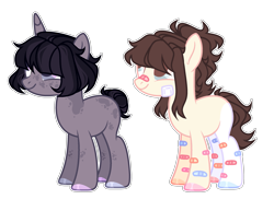 Size: 2637x1920 | Tagged: safe, artist:chococolte, oc, oc only, earth pony, pony, unicorn, female, mare, simple background, transparent background