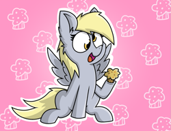 Size: 893x685 | Tagged: safe, artist:metalteamleader, derpy hooves, pegasus, pony, g4, cute, derpabetes, ear fluff, female, food, mare, muffin, mummy red girl is red, mummy she pushed red, rugrats, solo, that pony sure does love muffins, white outline