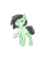Size: 1000x1414 | Tagged: safe, artist:happy harvey, edit, oc, oc only, oc:filly anon, earth pony, pony, blank flank, butt, chest fluff, colored pupils, ear fluff, female, filly, looking back, phone drawing, plot, smiling, solo