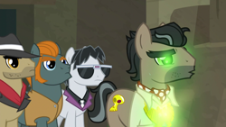 Size: 1920x1080 | Tagged: safe, screencap, biff, doctor caballeron, rogue (g4), withers, earth pony, pony, daring doubt, g4, glowing, glowing eyes, henchmen, male, stallion, truth talisman