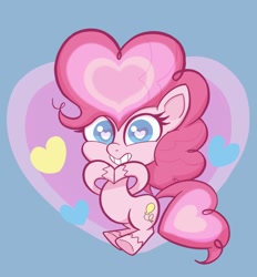 Size: 1902x2048 | Tagged: safe, artist:noupu, pinkie pie, earth pony, pony, g4.5, my little pony: pony life, blue background, cute, diapinkes, female, heart, heart eyes, looking at you, mare, simple background, smiling, solo, wingding eyes