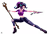 Size: 5000x3428 | Tagged: safe, alternate version, artist:mauroz, starlight glimmer, human, g4, alternate hairstyle, anime, breasts, grin, horn wand, humanized, rainbow, ripped pants, simple background, smiling, solo, staff, staff of sameness, transparent background