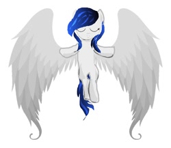 Size: 959x833 | Tagged: safe, artist:kiwwsplash, oc, oc only, pegasus, pony, eyes closed, pegasus oc, simple background, solo, spread wings, t pose, white background, wings