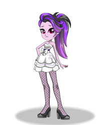 Size: 555x640 | Tagged: safe, oc, oc only, oc:glitter edge, equestria girls, g4, clothes, dress, equestria girls creator, fishnet stockings, high heels, shoes