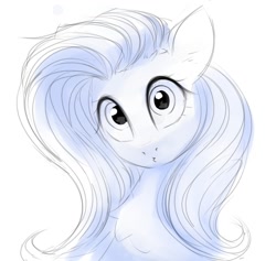 Size: 900x853 | Tagged: safe, artist:some_ponu, fluttershy, pegasus, pony, g4, :o, bust, chest fluff, cute, female, grayscale, head tilt, looking at you, mare, monochrome, open mouth, shyabetes, simple background, solo, white background, wide eyes