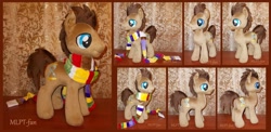 Size: 1024x498 | Tagged: safe, artist:calusariac, doctor whooves, time turner, g4, clothes, fourth doctor's scarf, irl, photo, plushie, scarf, striped scarf, toy