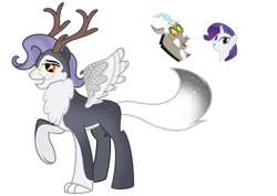 Size: 1024x726 | Tagged: safe, artist:sapphiretwinkle, discord, rarity, oc, hybrid, g4, glasses, interspecies offspring, male, offspring, parent:discord, parent:rarity, parents:raricord, simple background, transparent background