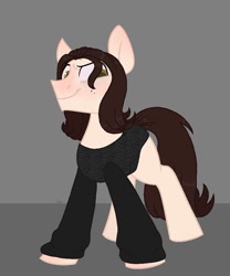 Size: 966x1163 | Tagged: safe, artist:ash_helz, oc, oc only, earth pony, pony, clothes, earth pony oc, smiling, solo