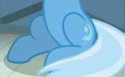 Size: 390x242 | Tagged: safe, screencap, trixie, pony, a horse shoe-in, g4, belly, cropped, female, legs, mare, pictures of bellies, pictures of legs, sitting
