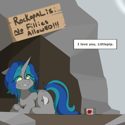 Size: 5000x5000 | Tagged: safe, artist:hellscrossing, oc, oc only, oc:homage, pony, unicorn, fallout equestria, female, juice, juice box, mare, sign, smiling, solo, text