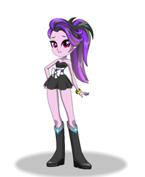 Size: 525x640 | Tagged: safe, edit, oc, oc only, oc:glitter edge, equestria girls, g4, bare shoulders, boots, clothes, dress, eqg promo pose set, equestria girls creator, shoes, sleeveless, strapless