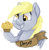 Size: 534x548 | Tagged: safe, artist:nebula210, derpy hooves, pegasus, pony, g4, bust, cute, derpabetes, female, mare, muffin, old banner, simple background, smiling, solo, that pony sure does love muffins, transparent background