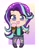 Size: 1722x2200 | Tagged: safe, artist:kittyrosie, starlight glimmer, human, equestria girls, equestria girls specials, g4, my little pony equestria girls: mirror magic, abstract background, beanie, blushing, chibi, clothes, cute, female, glimmerbetes, hat, heart, human coloration, humanized, jeans, looking at you, open mouth, pants, ripped jeans, solo, that human sure does love ice cream, that pony sure does love ice cream