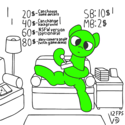 Size: 800x800 | Tagged: safe, artist:vohd, oc, pony, animated, auction, commission, controller, frame by frame, joystick, partial color, playing, simple background, sitting, solo, white background, your character here