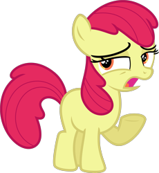 Size: 4477x4870 | Tagged: safe, artist:estories, edit, editor:slayerbvc, vector edit, apple bloom, earth pony, pony, g4, accessory-less edit, female, filly, missing accessory, raised hoof, simple background, solo, transparent background, vector