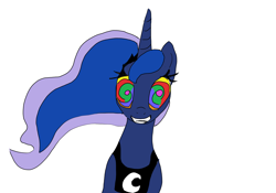 Size: 2000x1400 | Tagged: artist needed, safe, princess luna, pony, g4, 1000 hours in ms paint, female, mare, solo, swirly eyes, wat