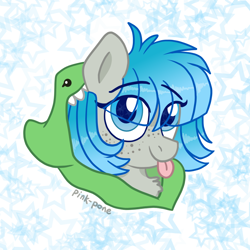 Size: 800x800 | Tagged: safe, artist:pink-pone, oc, oc only, pony, bust, female, mare, portrait, solo, tongue out