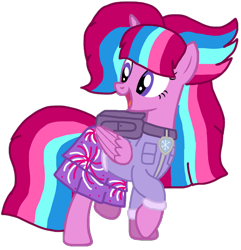 Size: 1042x1080 | Tagged: safe, artist:徐詩珮, oc, oc:bubble sparkle, bubbleverse, series:sprglitemplight diary, series:sprglitemplight life jacket days, series:springshadowdrops diary, series:springshadowdrops life jacket days, alternate universe, base used, clothes, female, magical lesbian spawn, magical threesome spawn, multiple parents, next generation, offspring, parent:glitter drops, parent:spring rain, parent:tempest shadow, parent:twilight sparkle, parents:glittershadow, parents:sprglitemplight, parents:springdrops, parents:springshadow, parents:springshadowdrops, paw patrol, simple background, transparent background
