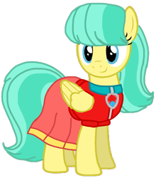 Size: 893x1013 | Tagged: safe, artist:徐詩珮, barley barrel, pegasus, pony, bubbleverse, series:sprglitemplight diary, series:sprglitemplight life jacket days, series:springshadowdrops diary, series:springshadowdrops life jacket days, g4, alternate universe, base used, clothes, cute, ella (paw patrol), female, mare, older, older barley barrel, paw patrol, simple background, solo, transparent background