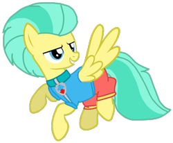 Size: 1220x1005 | Tagged: safe, artist:徐詩珮, pickle barrel, pegasus, pony, bubbleverse, series:sprglitemplight diary, series:sprglitemplight life jacket days, series:springshadowdrops diary, series:springshadowdrops life jacket days, g4, alternate universe, badass, base used, clothes, female, flying, mare, older, older pickle barrel, paw patrol, rule 63, simple background, solo, transparent background, tuck (paw patrol), wings