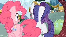 Size: 1920x1080 | Tagged: safe, screencap, pinkie pie, rarity, earth pony, pony, unicorn, g4, my little pony: friendship is magic, putting your hoof down, butt, duo, duo female, featureless crotch, female, mare, plot