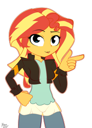 Size: 880x1220 | Tagged: safe, artist:alexsc112, sunset shimmer, equestria girls, g4, female, pointing, simple background, solo, transparent background
