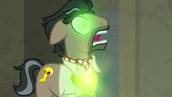Size: 1920x1080 | Tagged: safe, screencap, doctor caballeron, earth pony, pony, daring doubt, g4, glowing, glowing eyes, male, solo, stallion, truth talisman