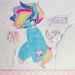 Size: 720x723 | Tagged: safe, artist:dollbunnie, rainbow dash, fanfic:cupcakes, g4, bandage, hair over eyes, injured, scared