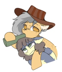Size: 846x975 | Tagged: safe, artist:reonletaviio, oc, oc only, oc:sugar space, earth pony, pony, alcohol, beer, cowboy hat, hat