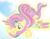 Size: 575x443 | Tagged: safe, screencap, fluttershy, pegasus, pony, g4, my little pony: friendship is magic, twilight's kingdom, cropped, female, flying, glowing, rainbow power, smiling, solo, spread wings, wings