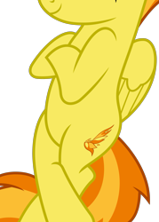 Size: 2449x3422 | Tagged: safe, artist:chrzanek97, edit, vector edit, spitfire, pegasus, pony, newbie dash, belly, bipedal, bipedal leaning, cropped, crossed hooves, crossed legs, female, high res, leaning, pictures of bellies, show accurate, simple background, smiling, solo, transparent background, vector