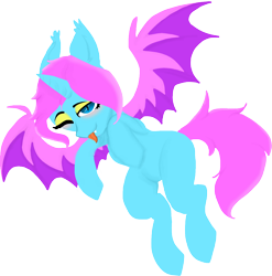 Size: 1536x1556 | Tagged: safe, artist:nootaz, oc, oc:chroma wave, flying, one eye closed, tongue out, wink