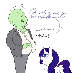 Size: 1000x991 | Tagged: safe, artist:happy harvey, rarity, oc, oc:anon, human, pony, unicorn, g4, button popping, chewing, colored pupils, eating, fat, female, hard vore, humans eating ponies, implied sweetie belle, mare, nodding, phone drawing, simple background, transparent background, vore, weight gain