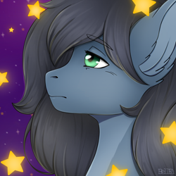 Size: 4050x4050 | Tagged: safe, artist:bellfa, oc, oc only, pegasus, pony, bathrobe, clothes, commission, green eyes, grey hair, male, original art, robe, sad, simple background, solo, stars, ych result