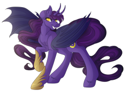 Size: 4946x3612 | Tagged: safe, artist:amazing-artsong, oc, oc only, oc:mistress nightmare, bat pony, pony, absurd resolution, female, horns, mare, simple background, solo, transparent background