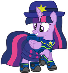 Size: 987x1064 | Tagged: safe, alternate version, artist:徐詩珮, twilight sparkle, alicorn, pony, series:sprglitemplight diary, series:sprglitemplight life jacket days, series:springshadowdrops diary, series:springshadowdrops life jacket days, g4, alternate universe, base used, chase (paw patrol), clothes, cute, dress, eyelashes, female, grin, hat, looking back, mare, paw patrol, raised hoof, shoes, simple background, smiling, solo, spy chase (paw patrol), transparent background, twilight sparkle (alicorn)