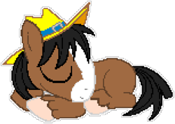 Size: 918x654 | Tagged: safe, artist:dm29, artist:epicvon, trouble shoes, earth pony, pony, appleoosa's most wanted, g4, colt, cute, daaaaaaaaaaaw, eyes closed, hat, little trouble shoes, male, manepxls, pixel art, prone, pxls.space, simple background, sleeping, smiling, solo, stallion, transparent background, troublebetes, unshorn fetlocks, younger