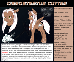 Size: 2100x1750 | Tagged: safe, artist:paranoid_siren, oc, oc only, oc:cutter, pegasus, pony, fanfic:crossing the trixie bridge, fanfic art, night guard, reference sheet, solo