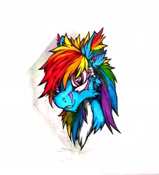 Size: 2232x2448 | Tagged: safe, artist:creature.exist, rainbow dash, pegasus, pony, g4, alternative design, design, female, high res, solo, traditional art