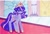 Size: 720x494 | Tagged: safe, artist:dollbunnie, twilight sparkle, alicorn, pony, g4, carpet, castle, crown, eyebrows, fanart, female, instagram, jewelry, marker drawing, regalia, solo, sparkles, traditional art, twilight sparkle (alicorn)