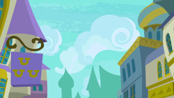 Size: 1280x720 | Tagged: safe, screencap, g4, spice up your life, background, canterlot, no pony, restaurant row, scenic ponyville, sign