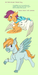 Size: 2048x3961 | Tagged: safe, artist:pastel-charms, scootaloo, terramar, oc, oc:tidal wave, classical hippogriff, hippogriff, hybrid, pegasus, pony, g4, female, grooming, high res, interspecies offspring, male, offspring, older, parent:scootaloo, parent:terramar, parents:terraloo, preening, ship:terraloo, shipping, straight