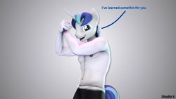 Size: 1280x720 | Tagged: safe, artist:shadartoc, shining armor, anthro, g4, 3d, boxers, clothes, male, nudity, partial nudity, solo, source filmmaker, topless, underwear